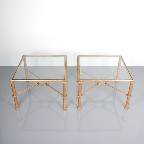 Rene Drouet pair tables gold iron