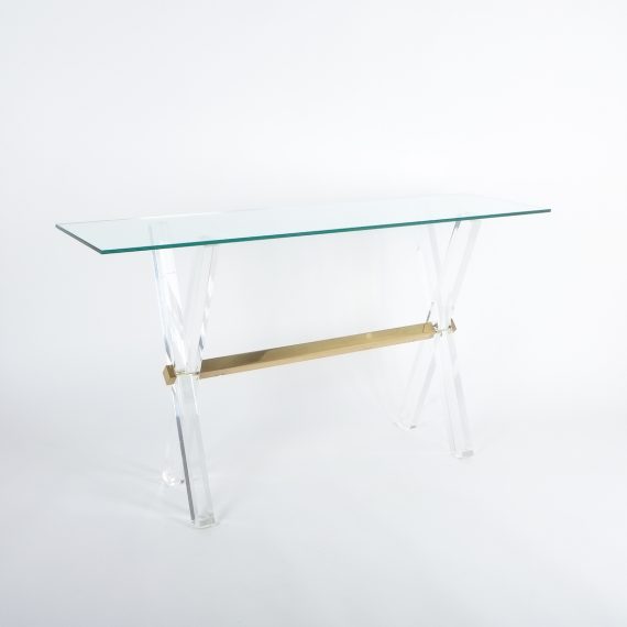 X console table lucite brass_01