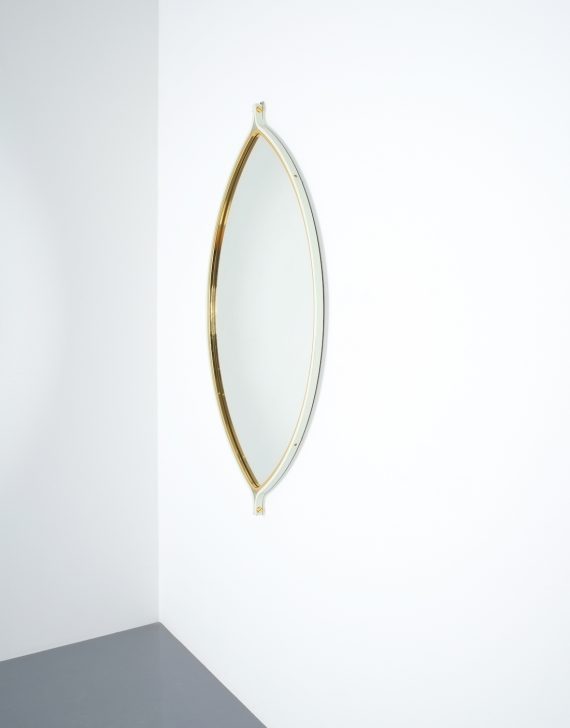 lense shaped mirror brass italy 1970 _05